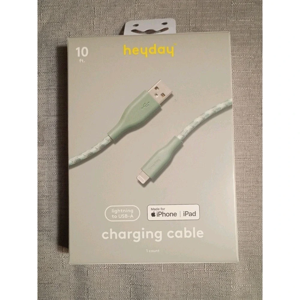 Heyday Charging Cable USB-A 10 Ft iPad iPhone 14 And Older‎ (Cable Only)